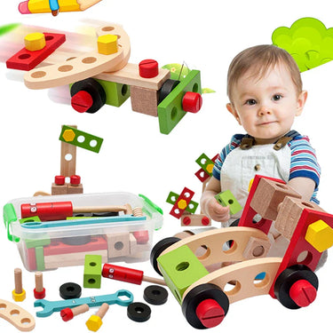 Ecotoys TinyFix | Ontdek de kleine klusser in je kind! - Houten gereedschapskist speelset